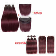 Burgundy 4x4 Hair Bundles With Closure