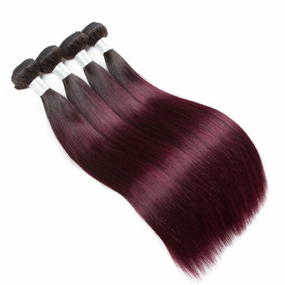 Burgundy 4x4 Hair Bundles With Closure