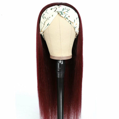 Straight Burgundy Headband Wig