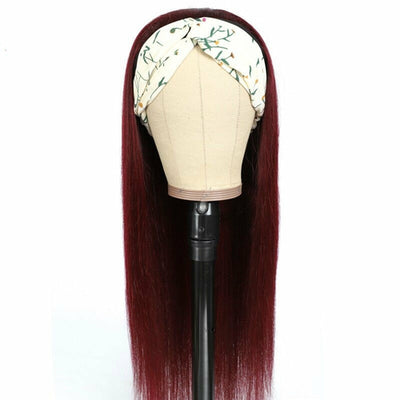 Straight Burgundy Headband Wig
