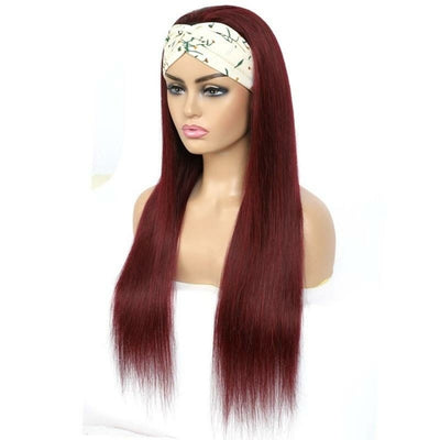 Straight Burgundy Headband Wig