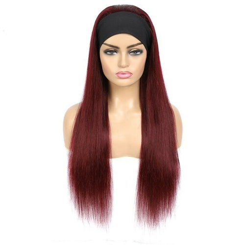 Straight Burgundy Headband Wig