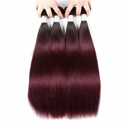 Burgundy 4x4 Hair Bundles With Closure