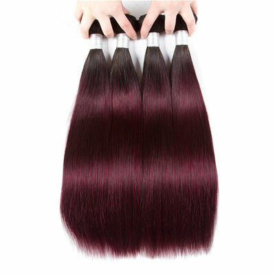 Burgundy 4x4 Hair Bundles With Closure