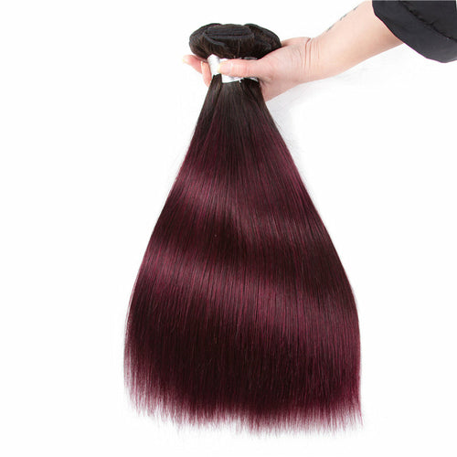 Burgundy 4x4 Hair Bundles With Closure