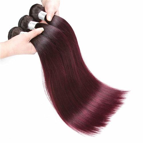 Burgundy 4x4 Hair Bundles With Closure