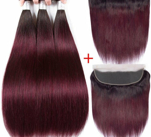 Burgundy 4x4 Hair Bundles With Closure
