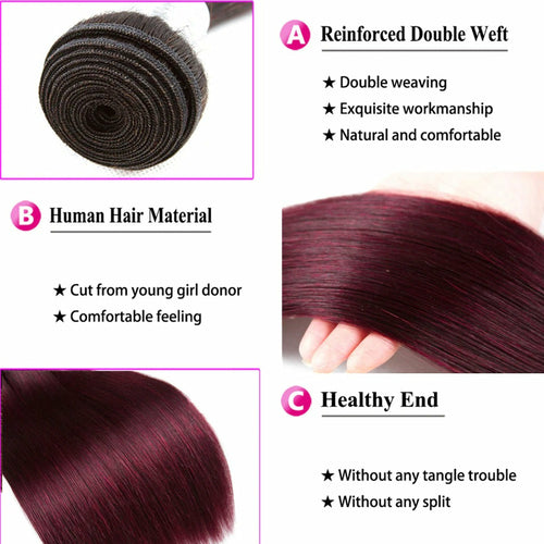 Burgundy 4x4 Hair Bundles With Closure