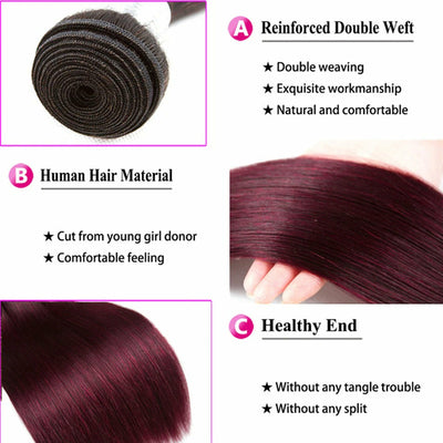 Burgundy 4x4 Hair Bundles With Closure