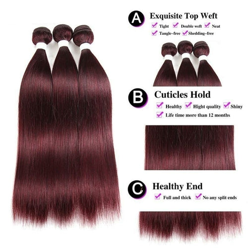 Burgundy 4x4 Hair Bundles With Closure