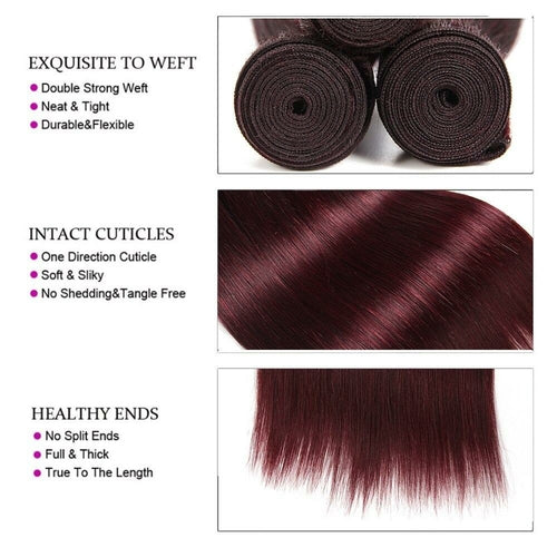 Burgundy 4x4 Hair Bundles With Closure