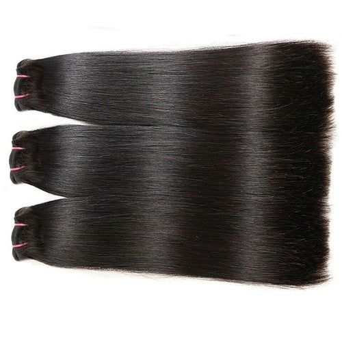 Double Drawn Hair Bundles With Closure