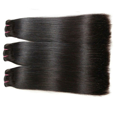 Double Drawn Hair Bundles With Closure