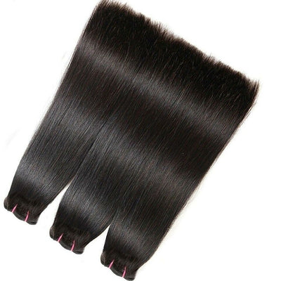 Double Drawn Hair Bundles With Closure