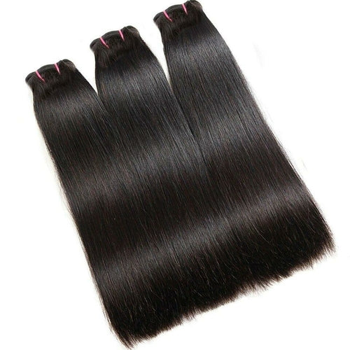 Double Drawn Hair Bundles With Closure