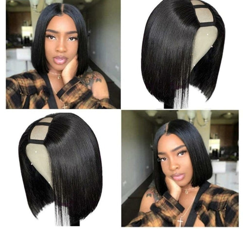Short Straight Brazilian U-Part Glueless Wig
