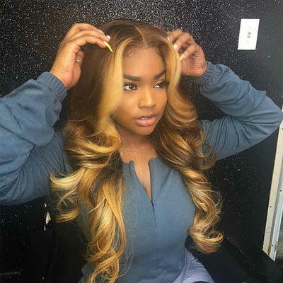 13x4 Honey Blonde With Blonde Highlight Wig