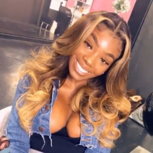 13x4 Honey Blonde With Blonde Highlight Wig