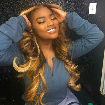 13x4 Honey Blonde With Blonde Highlight Wig