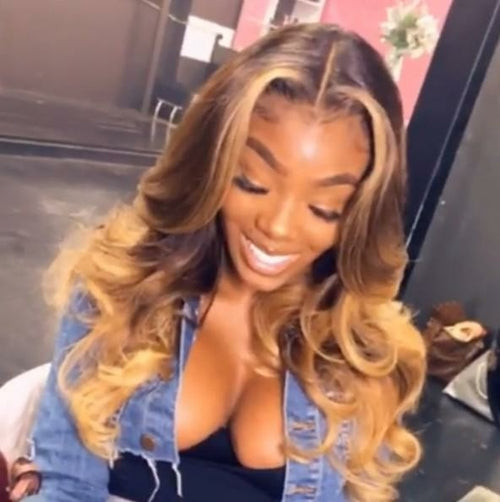 13x4 Honey Blonde With Blonde Highlight Wig