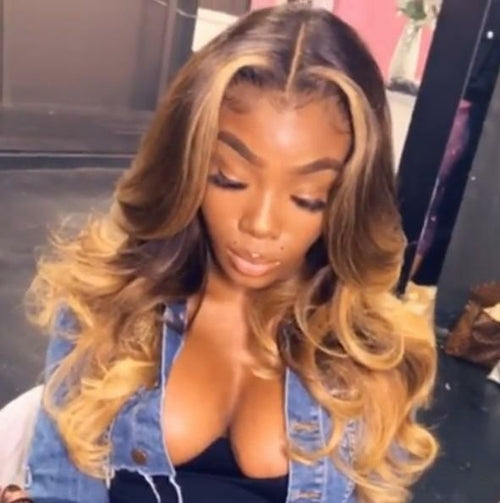 13x4 Honey Blonde With Blonde Highlight Wig